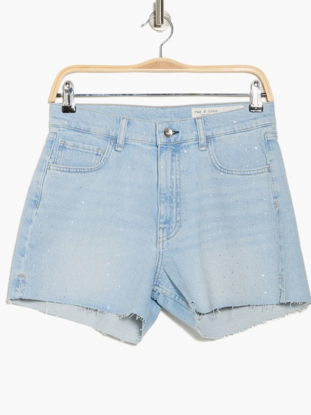 rag & bone rhinestone Raw Hem Denim Shorts 29